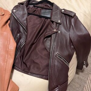 All Saints Dark Brown Leather Jacket